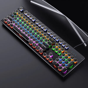 Retro Punk Mechanical Keyboard Blue Black Brown Switch 104 Keys USB