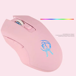 Pink Silent LED Optical Game Mice 1600DPI 2.4G USB Wireless Mouse for