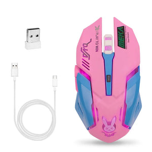 2.4G Silent Wireless Charging Mouse Pink Glow Anime 7-Key Computer