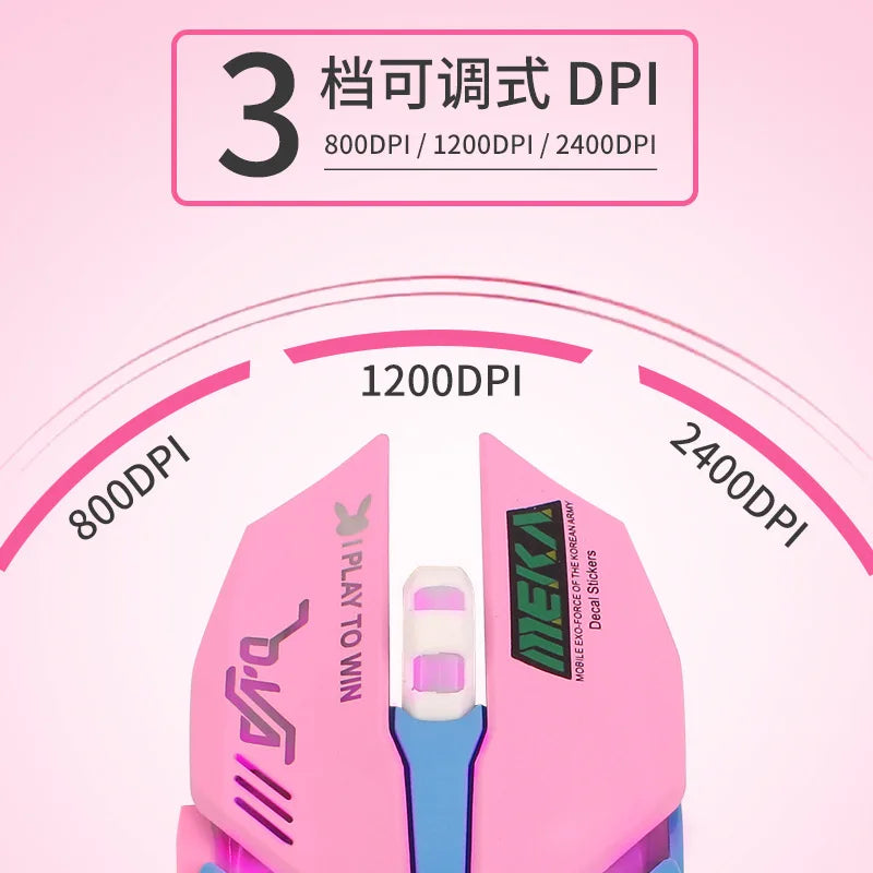 2.4G Silent Wireless Charging Mouse Pink Glow Anime 7-Key Computer