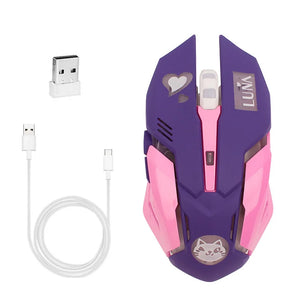 2.4G Silent Wireless Charging Mouse Pink Glow Anime 7-Key Computer