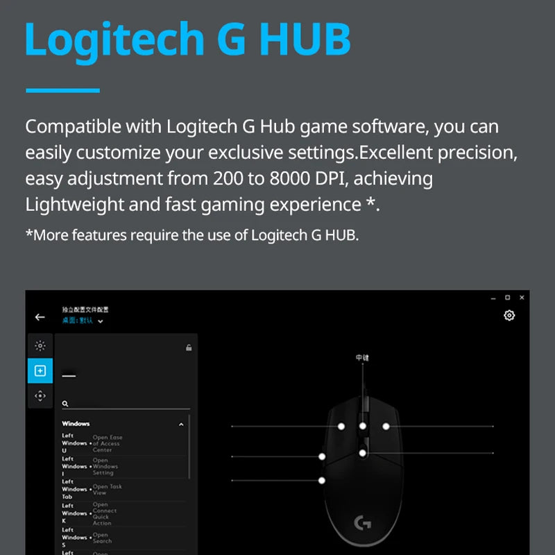 Logitech G102 Mouse Original Ergonomic Mouse Optical 8000DPI 16.8M