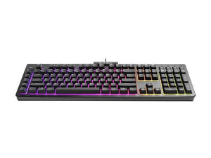 Keyboard, RGB Backlit LED, 5 Programmable Macro Keys, Dedicated Media Keys, Water Resistant