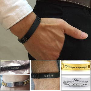 Vnox Gold Tone Stainless Steel Mens ID Bracelets Free Engraving Laser Name Date Customize Gift