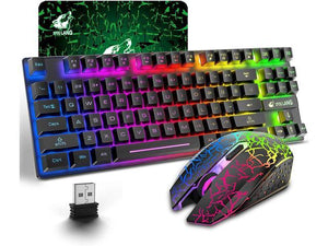 Wireless Gaming Keyboard and Mouse Combo - 87 Key Rainbow LED Backlight  Anti-ghosting