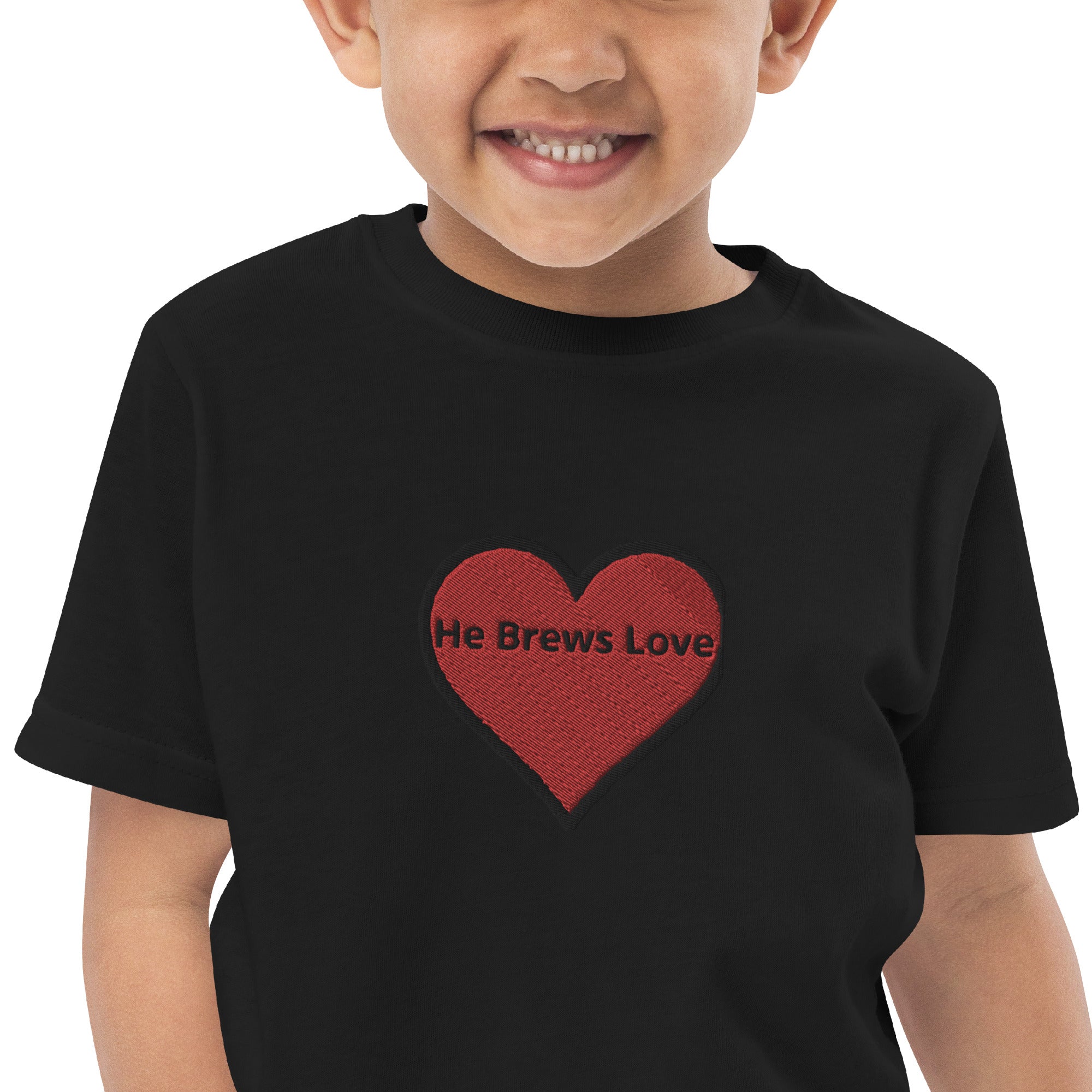 He Brews Love Toddler jersey t-shirt