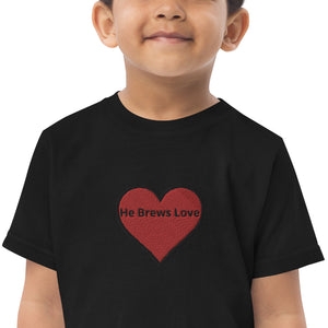 He Brews Love Toddler jersey t-shirt
